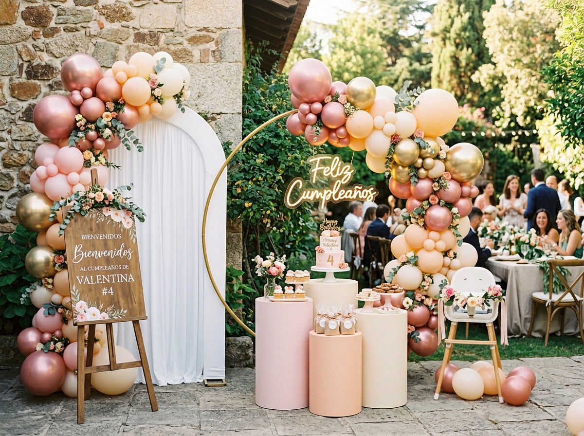 Aro de Cumpleaños con Mampara y Globos Nancy García